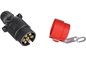 ‎BEIJISTAR BEIJISTAR Anhängerstecker 7 Polig mit Anhänger Steckerhalter, 12V Wasserdichter 7 Poliger Anhängerstecker, für LKW RV Autos Boot Anhänger (Schraubende)