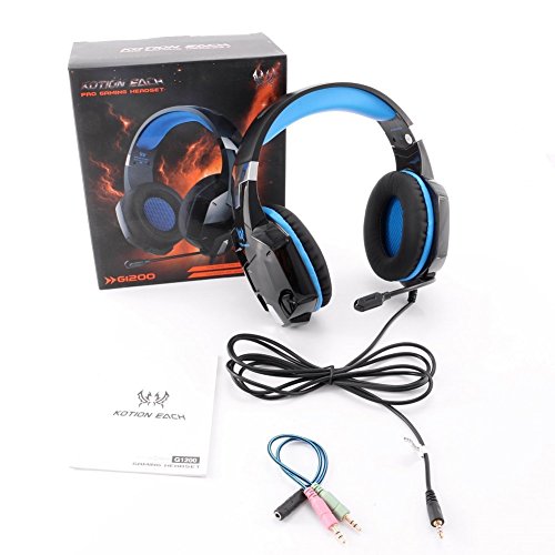 EasySMX G1200 Auriculares para PS4  Cascos con Micr  fono Ajustable y Control de Volumen y una Tecla Mute Compatible con PS4  PC Laptop  M  vil Pad  Azul  para Jugadores
