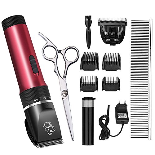 Preisvergleich Produktbild nouvelife Kit Rasenmäher Hunde für Hunde Professionelle Tondeuse ELECTRIQUE wiederaufladbar Haarschneider Hunde leise Schere für Hunde Kamm aus Edelstahl 4 Aufsteckkämme 3 mm 6 mm 9 mm 12 mm