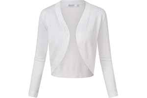 KOJOOIN Damen Bolero ELegant Strickjacke 3/4 Ärmel Cardigan V Ausschnitt Bolerojacke Schulterjacke Casual Top（Verpackung MEHRWEG）