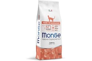 Monge Natural Superpremium Monoprotein ADULT SALMON, cibo secco per gatti adulti (alimento a base di salmone, acidi grassi omega-3, senza coloranti aggiunti, 10 kg).