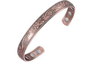 ‎JERACOL Jeracol Kupfer-Armband einstellbar Magnetarmband mit 6 Magneten(Kupfer-pflaume)