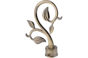 Fenteer Aluminum Alloy Drapery Curtain Rod Cap Pole Finials Window Treatment Hardware, 28mm Inner Diameter (Leaves Pattern), Leaves- Bronze, 10x14cm