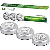 LE LED Unterbauleuchte mit 3 LEDs, Touch Lampe, batteriebetrieben, K&uuml;chenlampen, Schrankleuchten, Vitrinenbeleuchtung (Kaltwei&szlig; 6000 Kelvin 3er Pack)