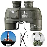 ★★Especificaciones militares - Brújula incorporada iluminada para la ubicación de la dirección, telémetro incorporado (puede calcular manualmente la distancia de los objetos); Prismáticos 10x50 para actividades marinas, de caza y al aire libre.