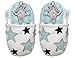Soft Leather Baby boy Shoes with Suede Soles by Dotty Fish White and Pale Blue Star design - 6-12 months