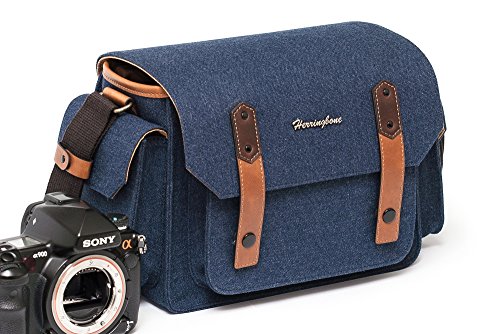 Herringbone Papas3 Sacoche Sac Bandouli  re reflex sac d   paule sac pour Appareil Photo Num  rique Canon Nikon Sony Panasonic H1193 Navy Medium