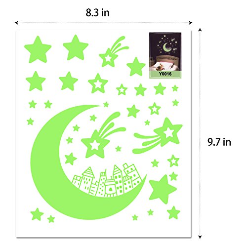MTURE Aufkleber Wandsticker Sticker, Sterne für Sternenhimmel Wandsticker, Fluoreszierend und im Dunkeln leuchtend, ideal für Kinderzimmer und Schlafzimmer - 6