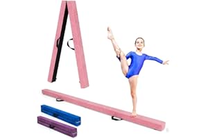 RELAX4LIFE Schwebebalken Kinder 210cm, Balancierbalken zusammenfaltbar, Balance Beam Klappgymnastik mit Rutschfester Basis, Übungsbalken mit Einbauscharniere & Schaumstoff, Gymnastik Übungen zu Hause
