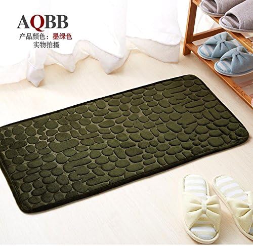 The entrance door mat bath water absorption mats and bathrooms, toilet hall door foot anti-slip pad feet ,50*80cm door mat rooms and bathrooms are in the main, small stones (dark green)