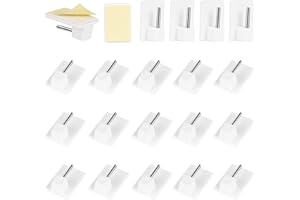 YoniYa 20 Pcs Ganchos Adhesivos Cortinas, Ganchos Autoadhesivos para Varillas de Cortina, Blanco