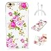 Produktbild iPhone 6/6S Hülle Tiere Muster Beidseitig,Neu Tasche ISENPENK Für 4,7-Zoll Apple iPhone 6/6S Hülle Silikon vorne und hinten Ultra Slim Back Cover Schutzhülle Wasserdicht Stoßfest Soft TPU Handyhülle Case[Rosa Blumen] Glanz nachts + 1 x USB Ladekabel Datenkabe
