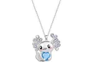 MAKOBLESSMOMO Axolotl Cute Necklace for Girls Boys Crystal Pendant Necklaces Jewelry Gifts for Girls Daughter Boys Son Granddaughter Niece Birthday Christmas Graduation Gift