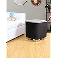 ShadowKart Sitting Stool Ottoman Pouffes for Living Room Sitting Bench Furniture Wooden Footrest Pouf Seat Puffy Foam Small Foot Stool for Office Home Decor, 16x16x18 Inch (Square, Black/Grey)