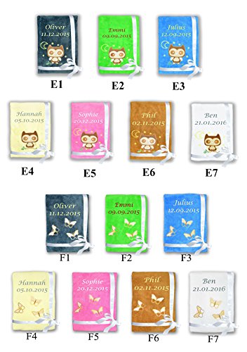Amilian® Kuschlige Babydecke SUPER FLAUSCHIG mit Namen und Datum bestickt Kinderdecke - 5