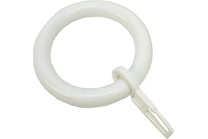 ‎GARDINIA GARDINIA Gardinenringe für Gardinenstangen Ø 28 mm, Mit Gardinenhaken, 10 Stück, Ring-Breite 8 mm, Kunststoff, Weiß