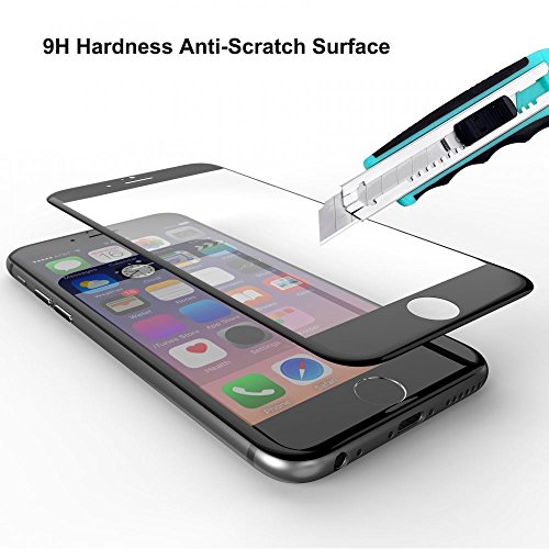 Ganvol Panzerglasfolie Apple iPhone 6 / 6S 3D Touch kompatible Hartglas Glasfolie (Es schützt den ebenes Display und gekrümmten Rand), schwarz - 6