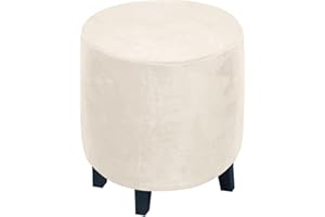 ZEAINK Copri Pouf Fodera Poggiapiedi Rotondo Copri Pouf Elasticizzato Velluto Copri Ottomano 40x40/60x60/80x80 /50x50 Copertura Dell'Ottomano Rimovibile Lavabile Copri Pedaliera per Soggiorno ( Color : #1 ,