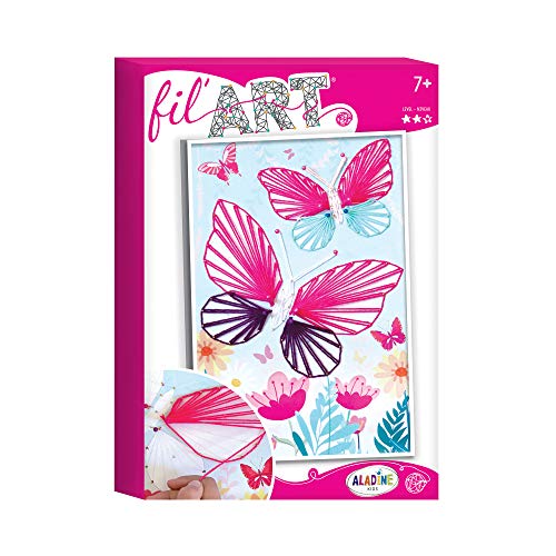 Aladine - Fil'Art Papillon - Kit Activités Manuelles pour Enfants - Tableau de Fils Tendus à Créer - Coffret Loisirs Créatifs - Niveau de difficulté 1 - A partir de 7 ans