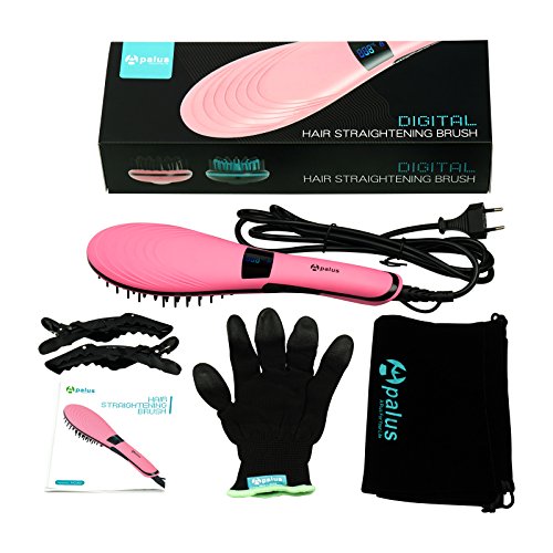 Apalus® Ionen Glättbürste, Keramik Haarglätter Bürste Für Glattes Haar, Elektrische Stylingbürste Für Seidig Glatte Haare (Rosa) - 7