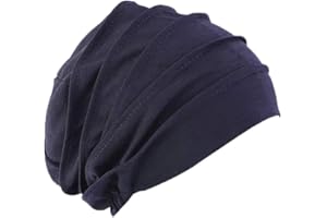 Pluto & Fox Gorra Beanie De Tela Turbante para Cabeza con Cinta De Goma por Detrás De Mujer para Dormir Cáncer Quimioterapia Chemo Oncológico Noche Pèrdida de Pelo Cabello