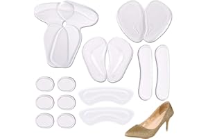 SamHeng 16 Pièce Transparent Gel Coussinets de Talon pour Chaussures Amples, Silicone Antidérapant Coussins de Soutien de Voûte Plantaire Semelle Inserts Poignées de Talon Protecteur de Talon