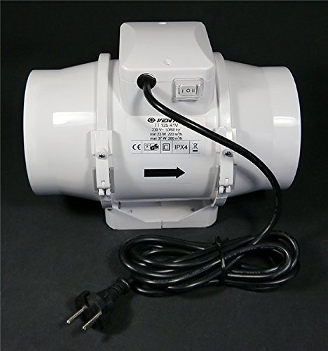 Ventilution TT 125 Mixed In-Line Lüfter 220 – 280m³/h, 125mm Anschluß/Flansch, Rohrventilator 2-Stufig, Axialrohrlüfter, Ablüfter, Belüfter, Badlüfter - 4