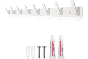 Sevenpers Percheros Pared Perchero Pared Blanco Perchero de Pared de Diseño Moderno con 8 Ganchos Dos Métodos de Instalación para Entrada Dormitorio Cocina Baño