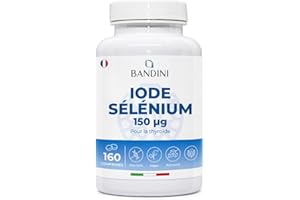 Bandini® IODE 150 mcg + SELENIUM 100 mcg | 160 comprimés d'Iode | Iodure de Potassium KI + Sélénium L Méthionine | Haute Absorption, Iodine Haute Dose, 100% Végétarien, Sans OGM | Pour la thyroïde