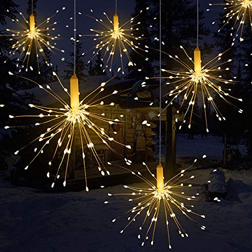 Preisvergleich Produktbild Efanty LED Lichterkette, Explodierendes Feuerwerk Lichterketten mit Fernbedienung Hängeleuchte für Garten Schlafzimmer Party Hochzeit Dekoration, Warmweiß (180 Lichter)