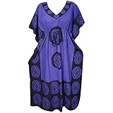 Indiatrendzs Women's Nighty Summer Cotton Batik Nightwear Kaftans Gift Idea 58" (Purple) New Year Sale