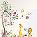 Rainbow Fox kids animal wall stickers colorful trees wall stickers cute owl monkey wall decals (#5)