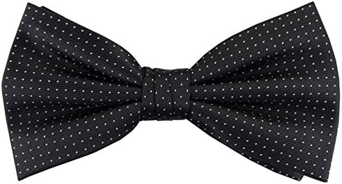 TigerTie silk bow tie black in silver dotted, bow tie 100% pure silk