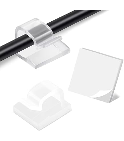 60 Clip Fermacavi Autoadesive - Per Organizzare Cavi Luci Esterno, Natalizie, Ufficio, Trasparenti - Foto 4