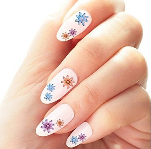 YAKO 50 Blatt 3D Nail Decals Tipp Nail Art Sticker Mix Farbe selbstklebende Aufkleber Blumendekoration - 4