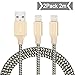Price comparison product image Lightning Cable GlobaLink® iPhone Charger Nylon Braided 2 Pack 2m Ultra Durable Extra Long Apple iPhone Charging Lead High Speed Transmission Series for Apple iPhone 7, 6 6 Plus, 6s 6s Plus, 5 5c 5s SE, iPad, iPod and More - Gold