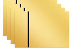 sculpfunDIY Targhette in acrilici con specchio dorato per incisore laser, 20 x 30 cm, aspetto metallico personalizzati per il negozio di casa, ufficio, piastra dorata a specchio intagliata nera