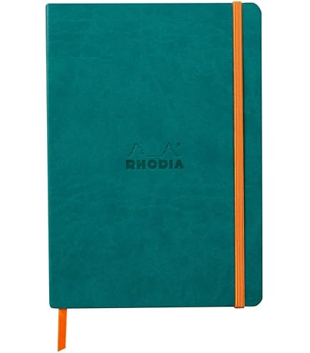 RHODIA 118646C - Anis Rigid Notitieboek - A6 - Gevoerd - 192 pagina's - Ivoor Clairefontaine Papier 90 g/m - Bladwijzer, Elastische sluiting - Kunstlederen omslag - Rhodiarama Collection : C Rhodia