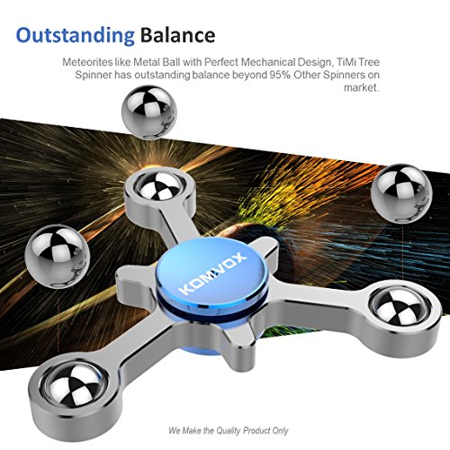 Fidget Spinner Finger Toy Aluminum Alloy Best Stress Reducer Spinning Top for ADHD, Anxiety, Time Killing with Max 4+ Mins Spinning time – by KOMVOX (Silver) - 4