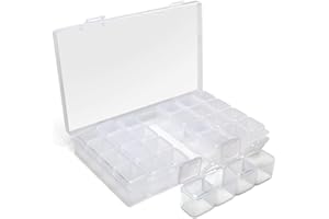 iGadgitz Home U7112 Boîte de Rangement Plastique (28 Pots) Diamond Painting Boîte à Bijoux, Broderie -Transparent -1 Boîte