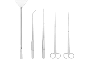 Xrten 5 in 1 Attrezzi Piante Acquario,in Acciaio Inox Acquatiche Set di Utensili Set Accessori per Acquari Pinzette per Piante Acquatiche Scissor Substrato Spatola Kit di Base per Strumenti Acquario
