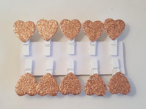 Mini Heart Rose Gold Glitter Wooden Pegs (Packs of 20)