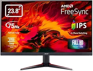 Acer Nitro VG240YB 23.8 inch Full HD IPS Monitor I AMD Radeon Freesync Technology I 1MS VRB I 75Hz Refresh I 2 x HDMI and 1 x VGA Ports