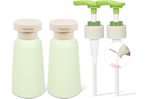 UMETASS 2 Stück Leere Kunststoff-Pumpflaschen, auslaufsichere Reise-Set mit austauschbarem Klappdeckel, für Shampoo, Duschgel & Handseife (Grün, 100ml)