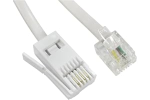 Jafsal Online RJ11 to BT Socket Cable Lead, RJ11 Telephone Cable Lead 4 Pin Wire 6P4C ADSL Modem Phone Plug Male Broadband Cable, Extension Lead for Landline, Modem, Fax, Dial-up- 5 meter