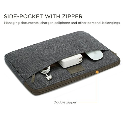 DOMISO 14 Zoll Laptophülle Hülle Tasche Sleeve Schutzhülle Canvas-Gewebe Hülle Sleeve Tasche Laptop Sleeve , Schwarz Grau - 3