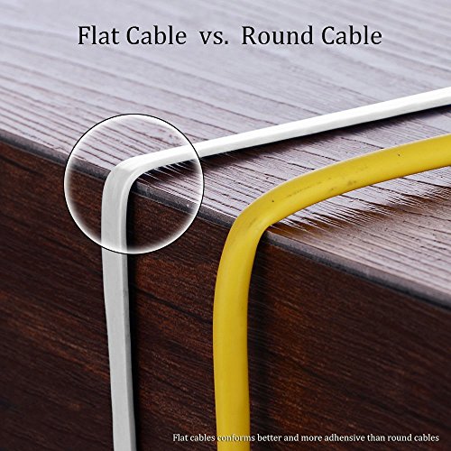 Cat. 6 Ethernet Kabel 30,48m/100ft (mit Kabel-Clips und Etiketten), GLCON Cat. 6 flache Internet Netzwerk Kabel High Speed 10 Gbit/s, snagless, RJ45 Stecker lang Slim Ethernet Patch Kabel für Router/Modem/Switch/Patch Panel (Weiß) - 5