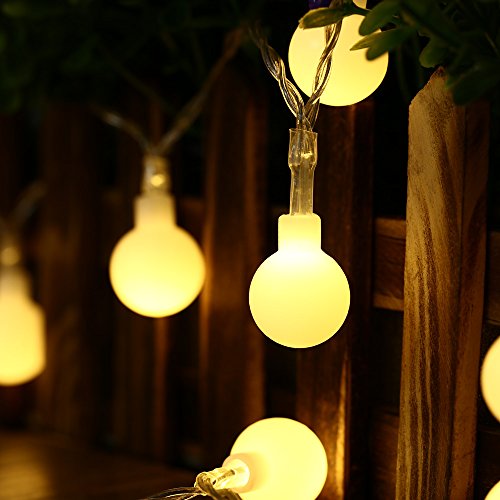 lederTEK LED Lichterkette Außen Batterie Kugel 5.3M 50 LED 8 Modi Außenlichterkette Batteriebetriebe Wasserdicht mit Fernbedienung Weihnachtsbeleuchtung Beleuchtung für Weihnachten, innen, Party, Hochzeit, Festen - 3