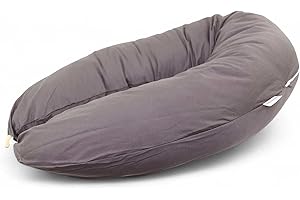 HOBEA-Germany Almohada de Lactancia 190 cm x 76 cm XXL Almohada de Embarazo Almohada para Dormir de Lado con Funda de algodón orgánico (Antracita)