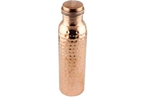 OSNICA Wasserflasche aus reinem Kupfer, perfektes ayurvedisches Kupfergefäß für Sport, Fitness, Yoga, natürliche Gesundheitsvorteile, 600 ml (gehämmert)